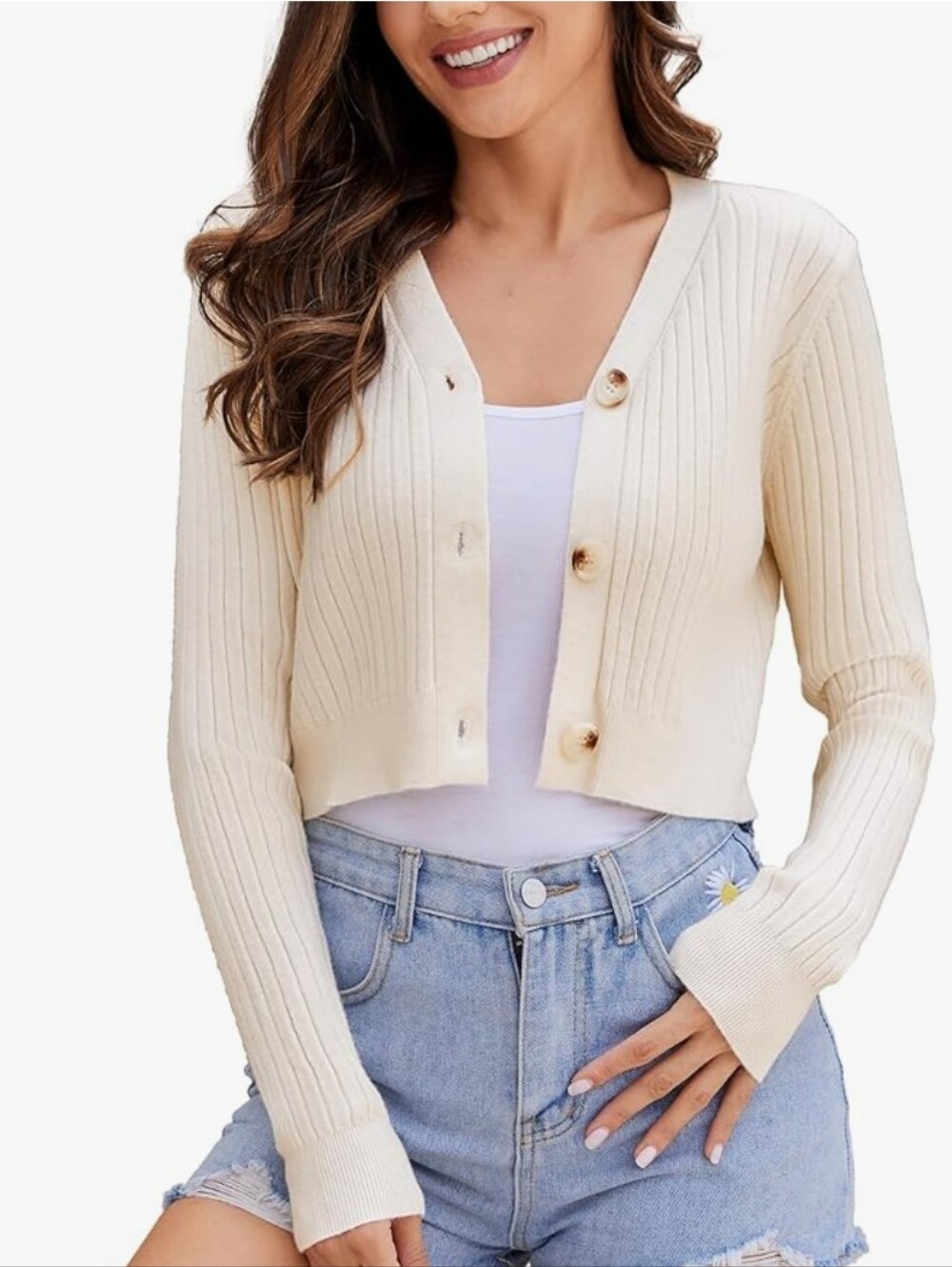 Cropped Cream Cardigan